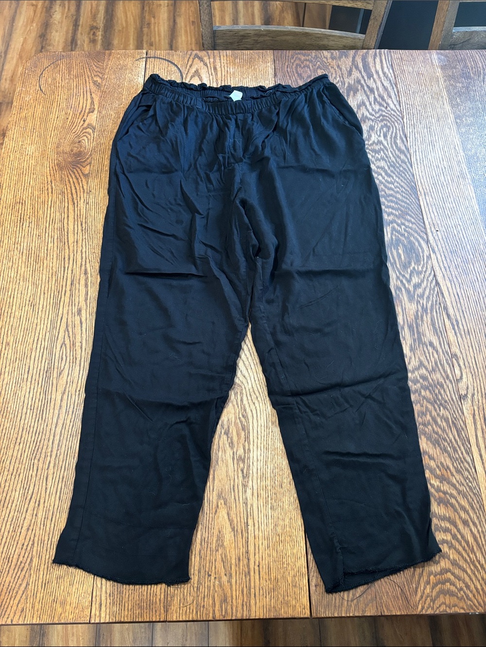 H&M Black Straight-Leg Elastic-Waist Women's Pants